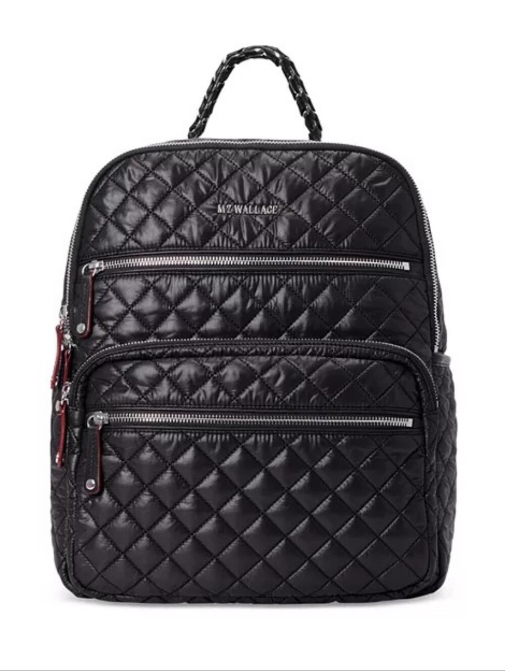 EUC MZ Wallace Black Crosby Quilted Backpack with Silver Hardware